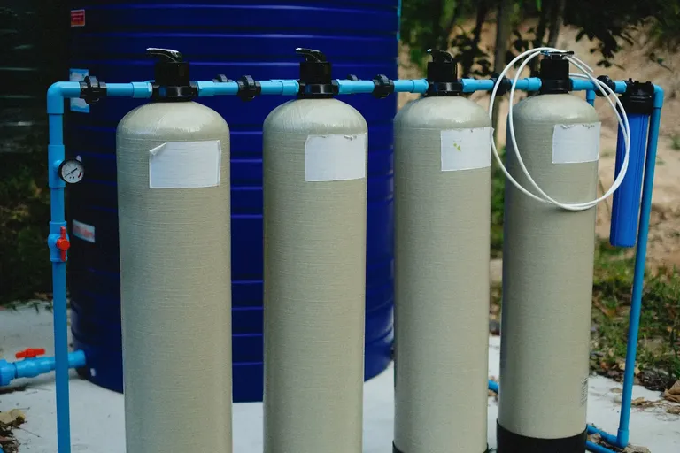 Filtration vessels and pipework of a water treatment plant
